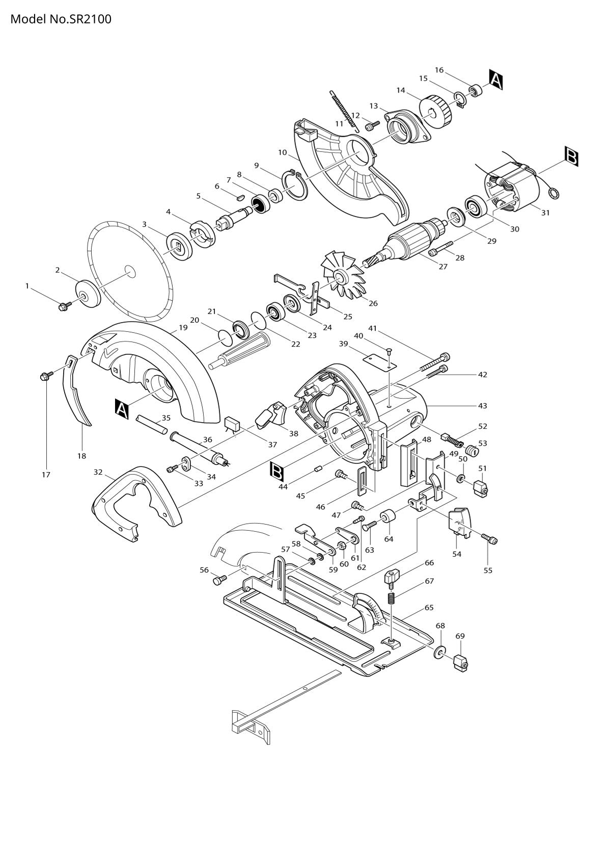 Pièces détachées ponceuse orbitale Makita SR2100