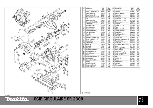 Pièces détachées ponceuse orbitale Makita SR2300