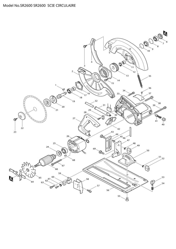 Pièces détachées ponceuse orbitale Makita SR2600