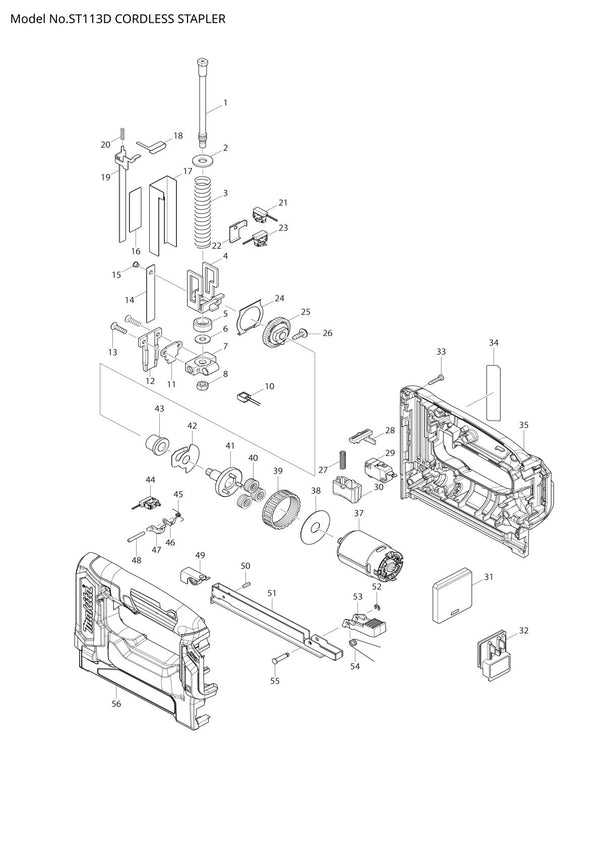 Pièces détachées agrafeuse sans fil Makita ST113D