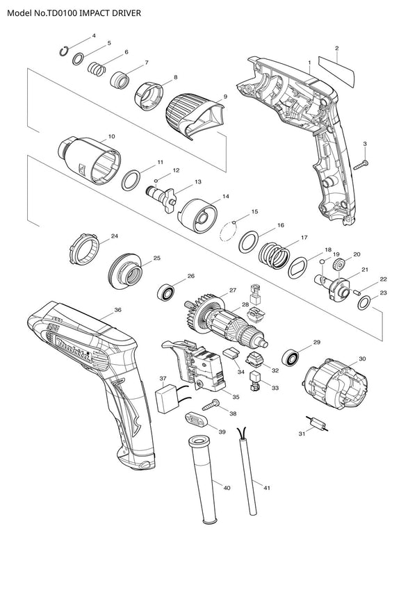Pièces détachées visseuse à chocs Makita TD0100