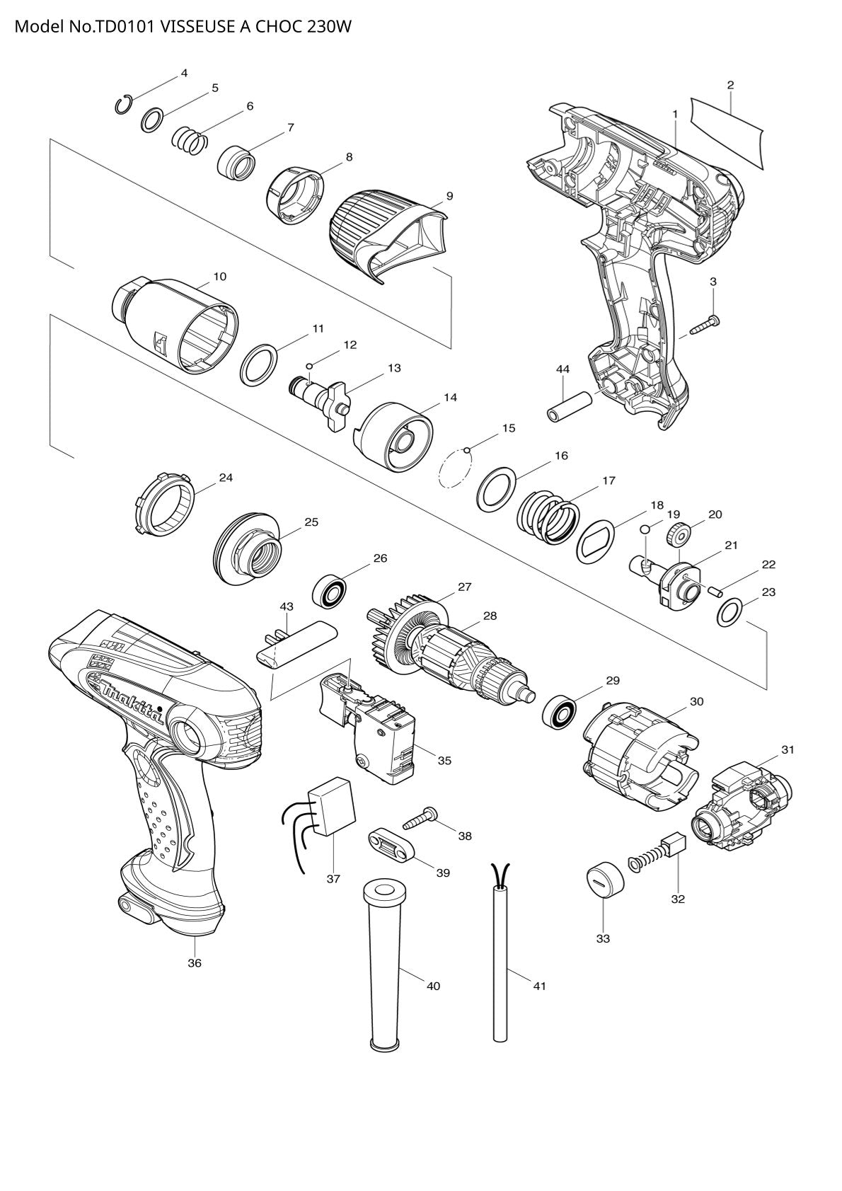Pièces détachées visseuse à chocs Makita TD0101