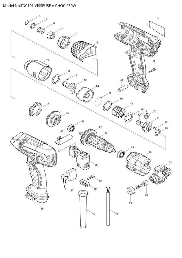 Pièces détachées visseuse à chocs Makita TD0101
