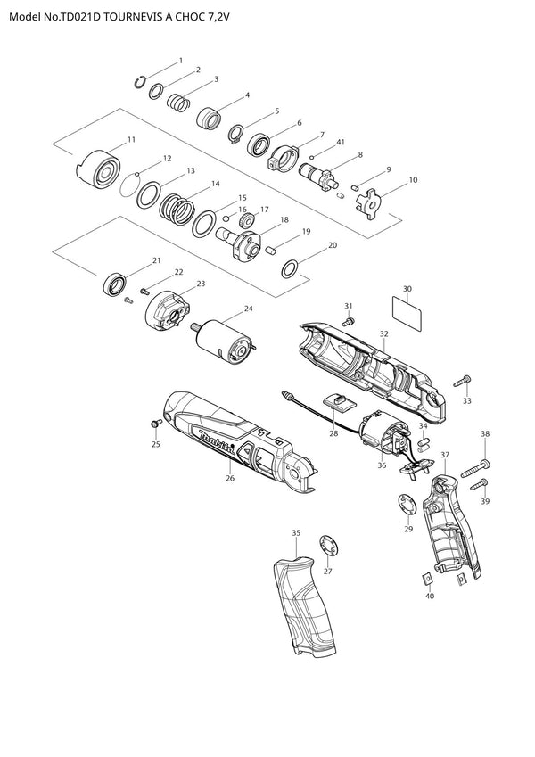 Pièces détachées visseuse à chocs sans fil Makita TD021D