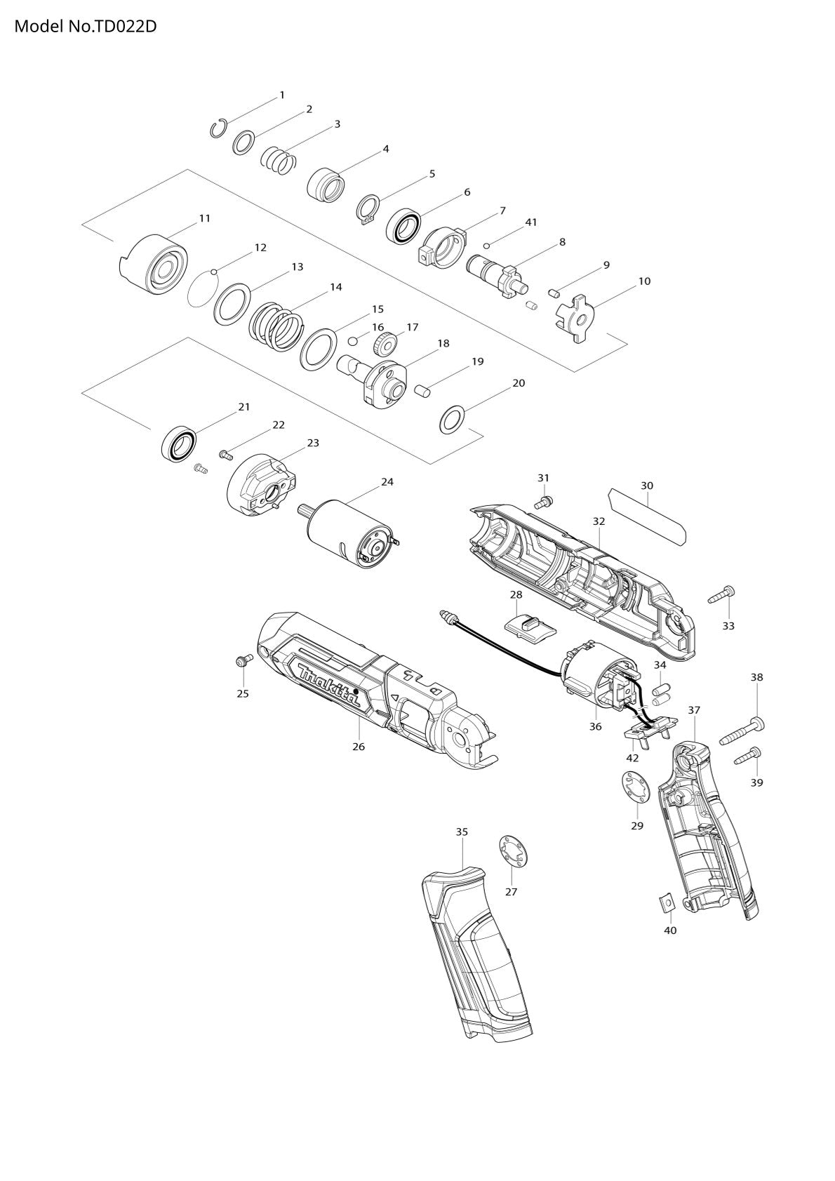Pièces détachées visseuse à chocs sans fil Makita TD022D