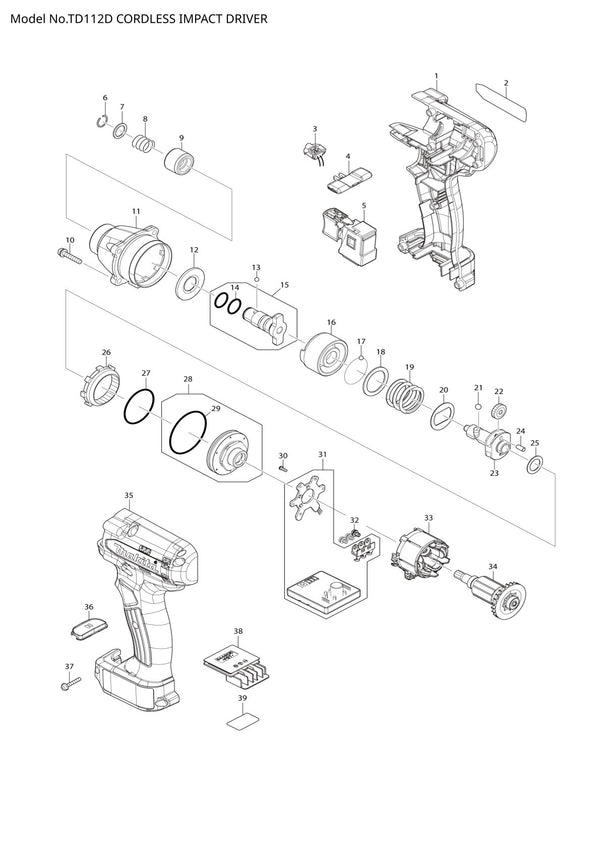 Pièces détachées visseuse à chocs sans fil Makita TD112D
