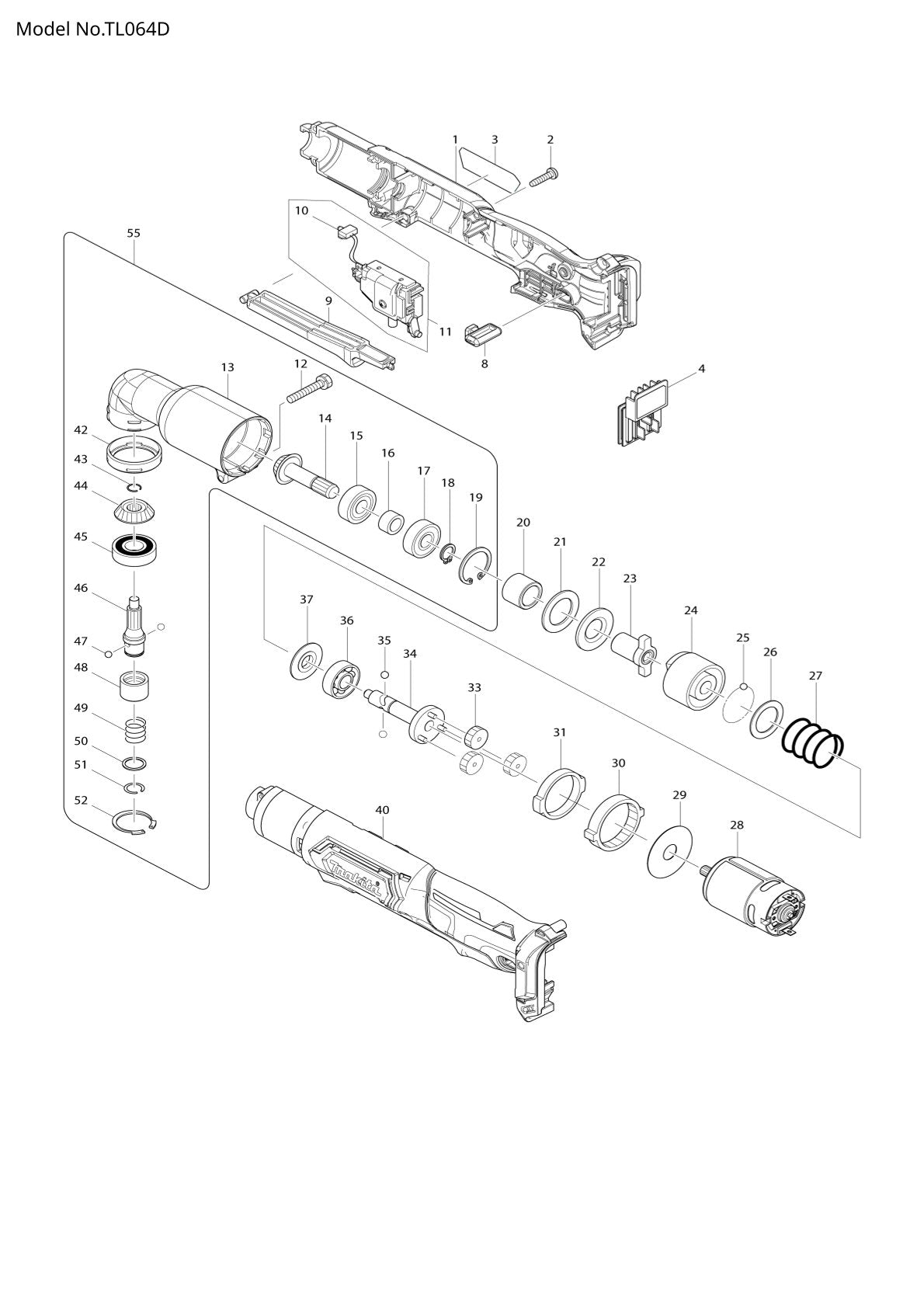 Pièces détachées visseuse à chocs d’angle sans fil Makita TL064D