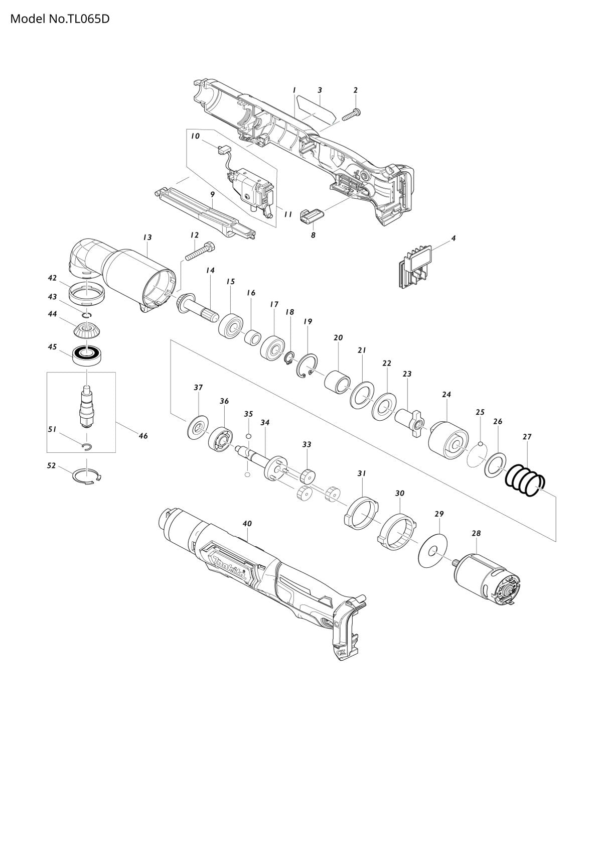 Pièces détachées visseuse à chocs d’angle sans fil Makita TL065D