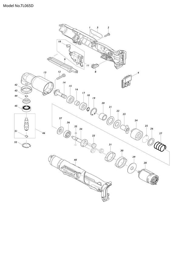 Pièces détachées visseuse à chocs d’angle sans fil Makita TL065D