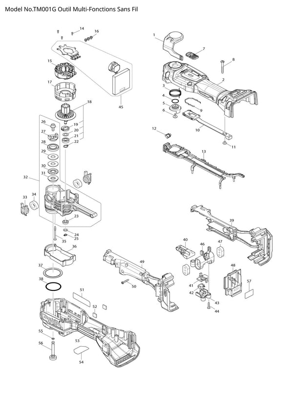 Pièces détachées outil multifonction sans fil Makita TM001G