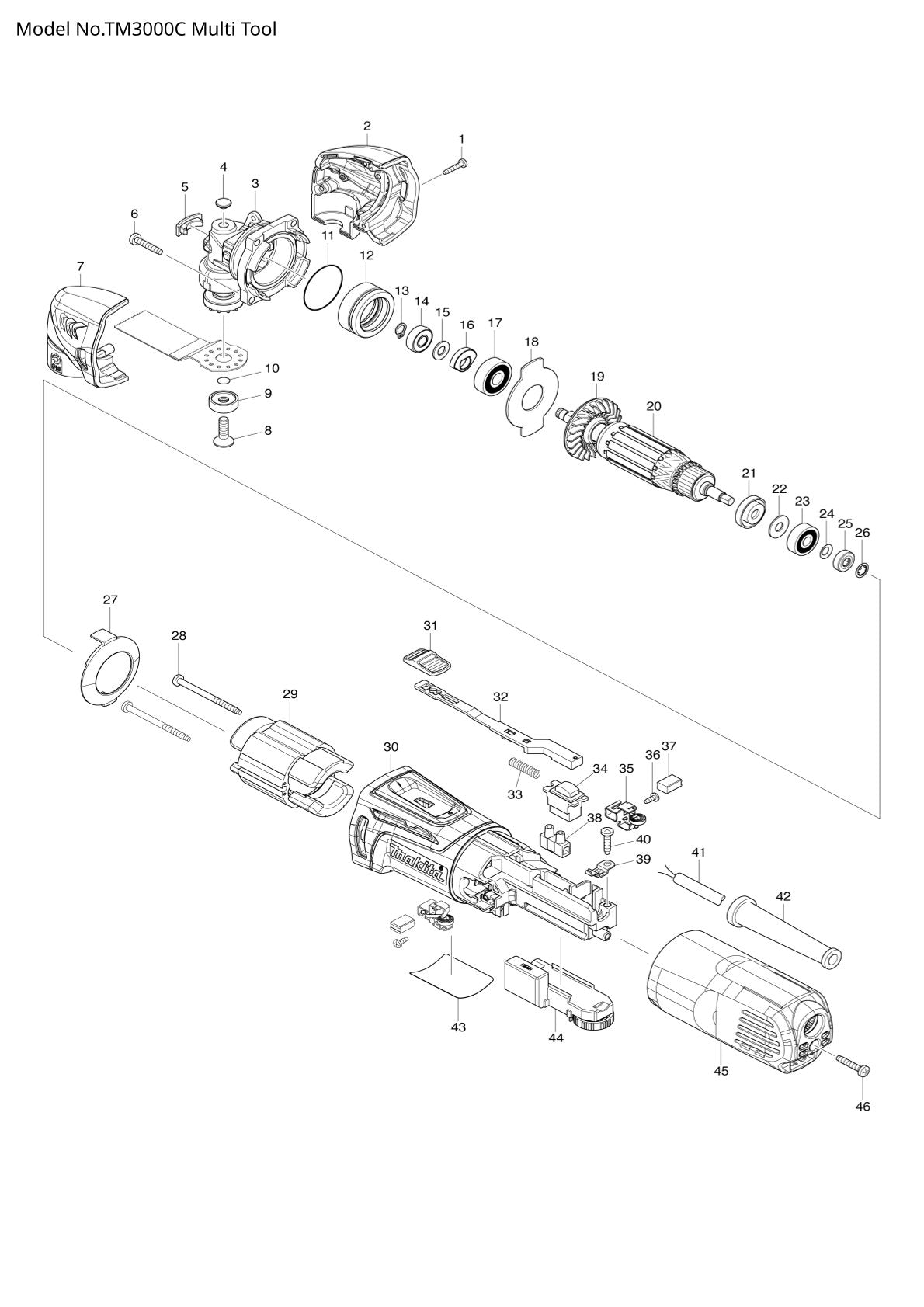 Pièces détachées outil multifonction Makita TM3000C