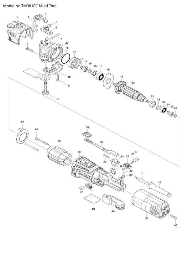 Pièces détachées outil multifonction Makita TM3010C