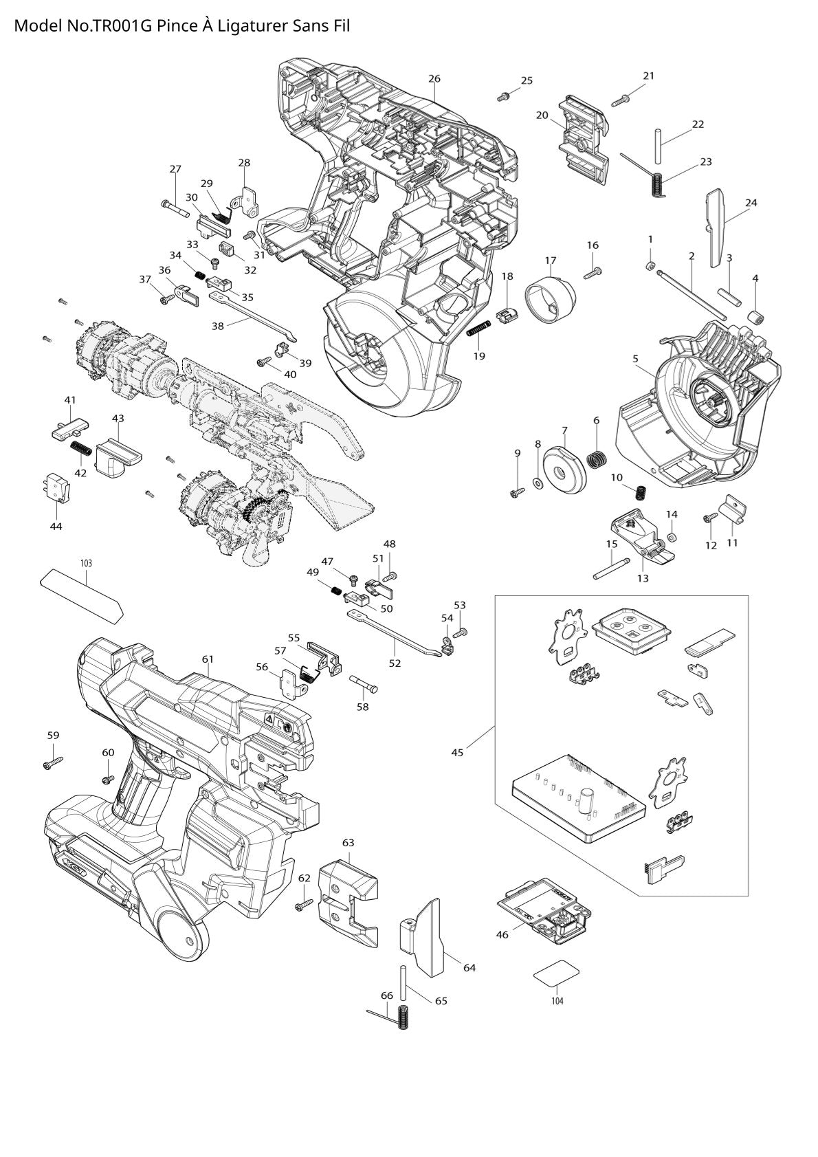 Pièces détachées ligatureuse sans fil Makita TR001G