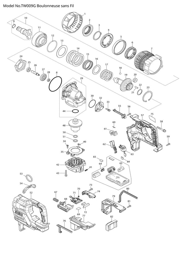 Pièces détachées boulonneuse sans fil Makita TW009G