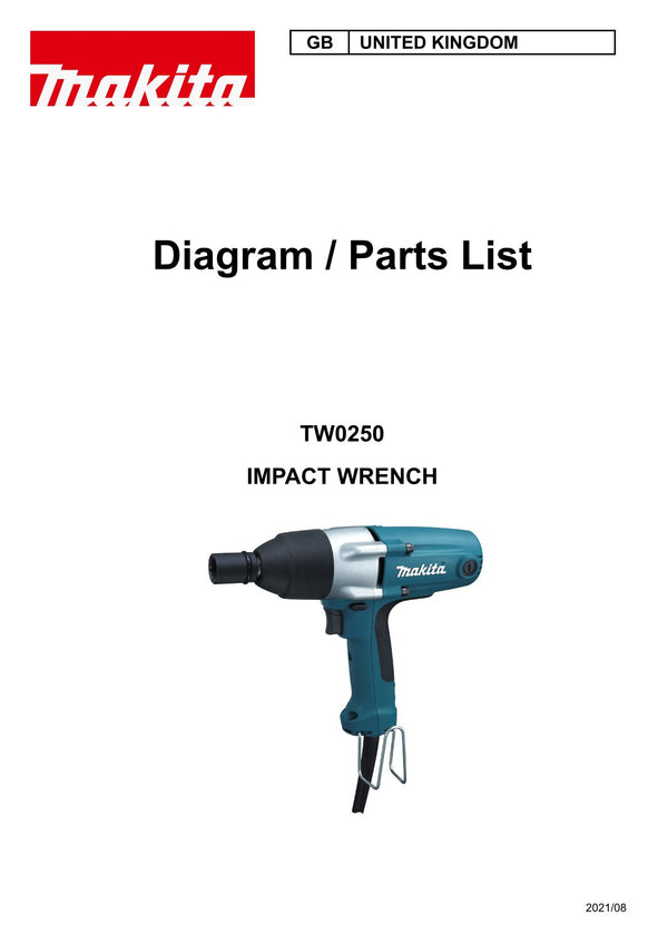 Pièces détachées boulonneuse Makita TW0250