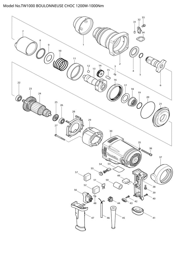 Pièces détachées boulonneuse Makita TW1000