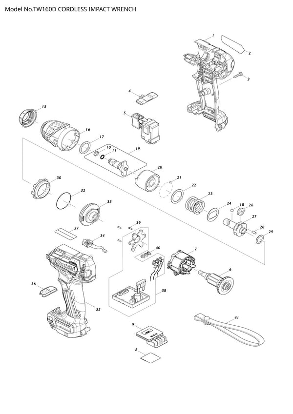 Pièces détachées boulonneuse sans fil Makita TW160D
