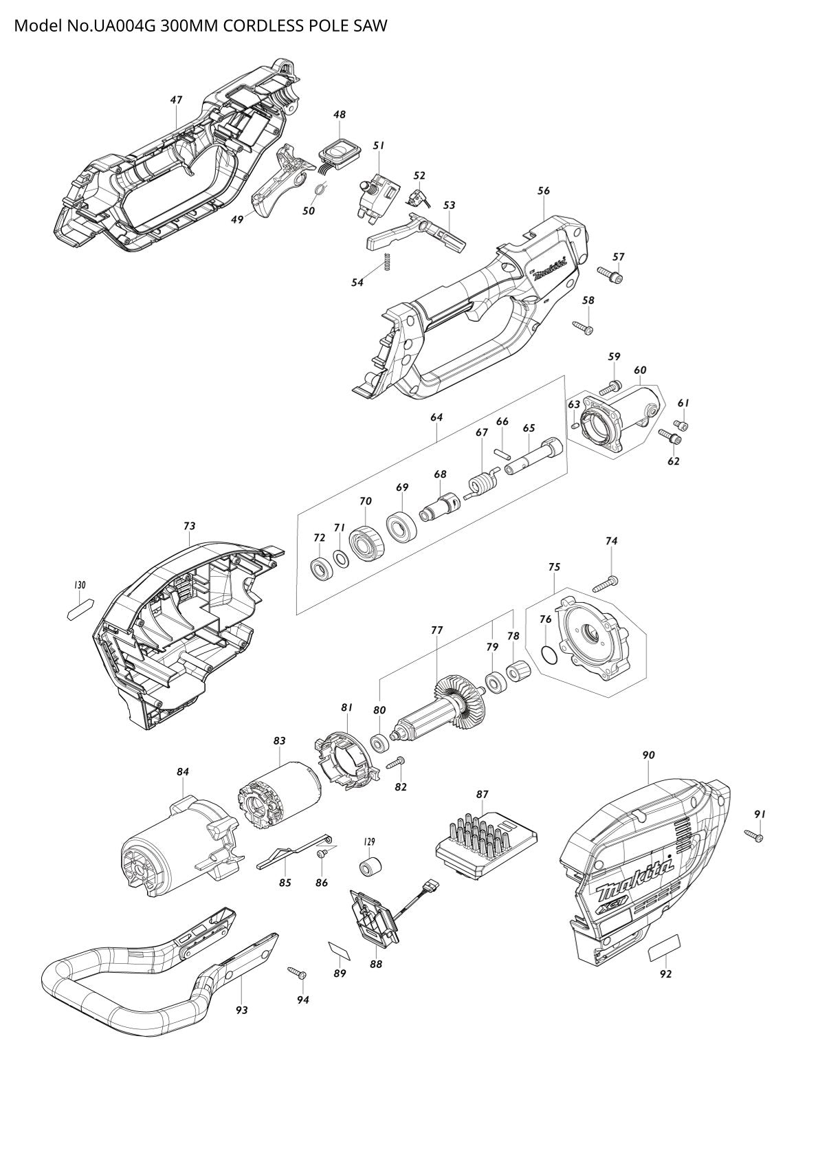Pièces détachées moteur multifonction sans fil Makita UA004G