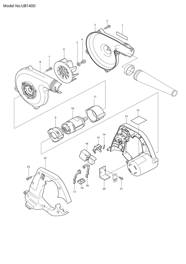 Pièces détachées souffleur sans fil Makita UB140D