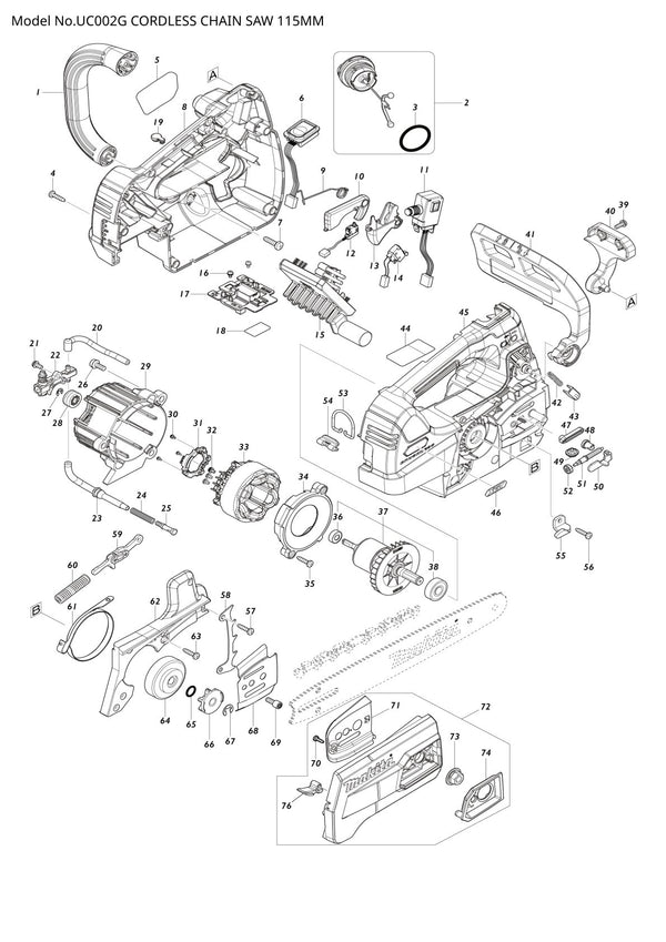 Pièces détachées tronçonneuse sans fil Makita UC002G
