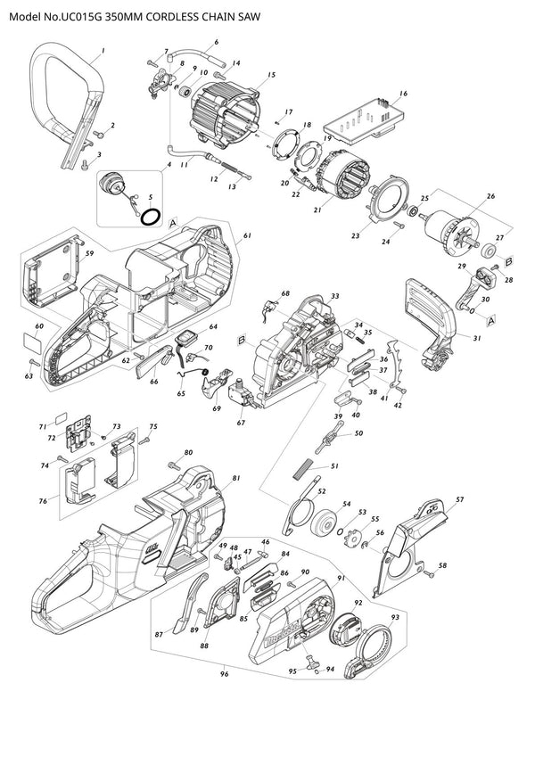 Pièces détachées tronçonneuse sans fil Makita UC015G