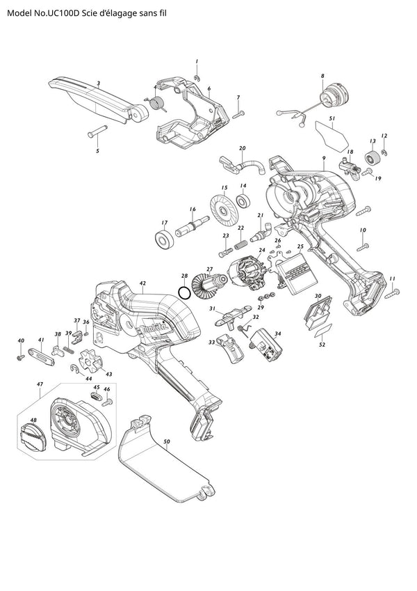 Pièces détachées tronçonneuse sans fil Makita UC100D