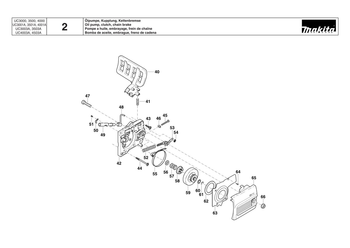 Pièces détachées tronçonneuse électrique Makita UC3003A
