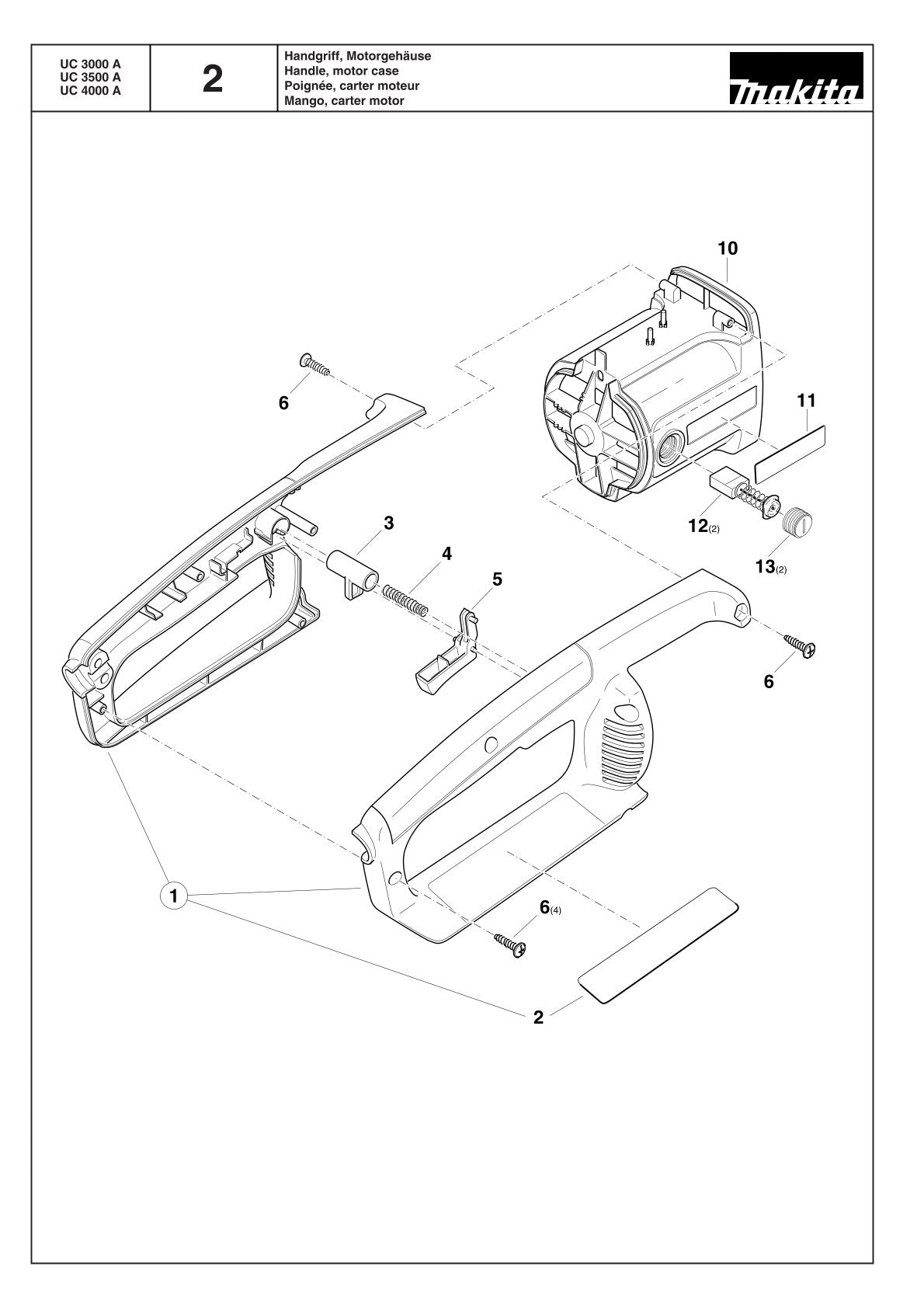 Pièces détachées tronçonneuse électrique Makita UC3500A