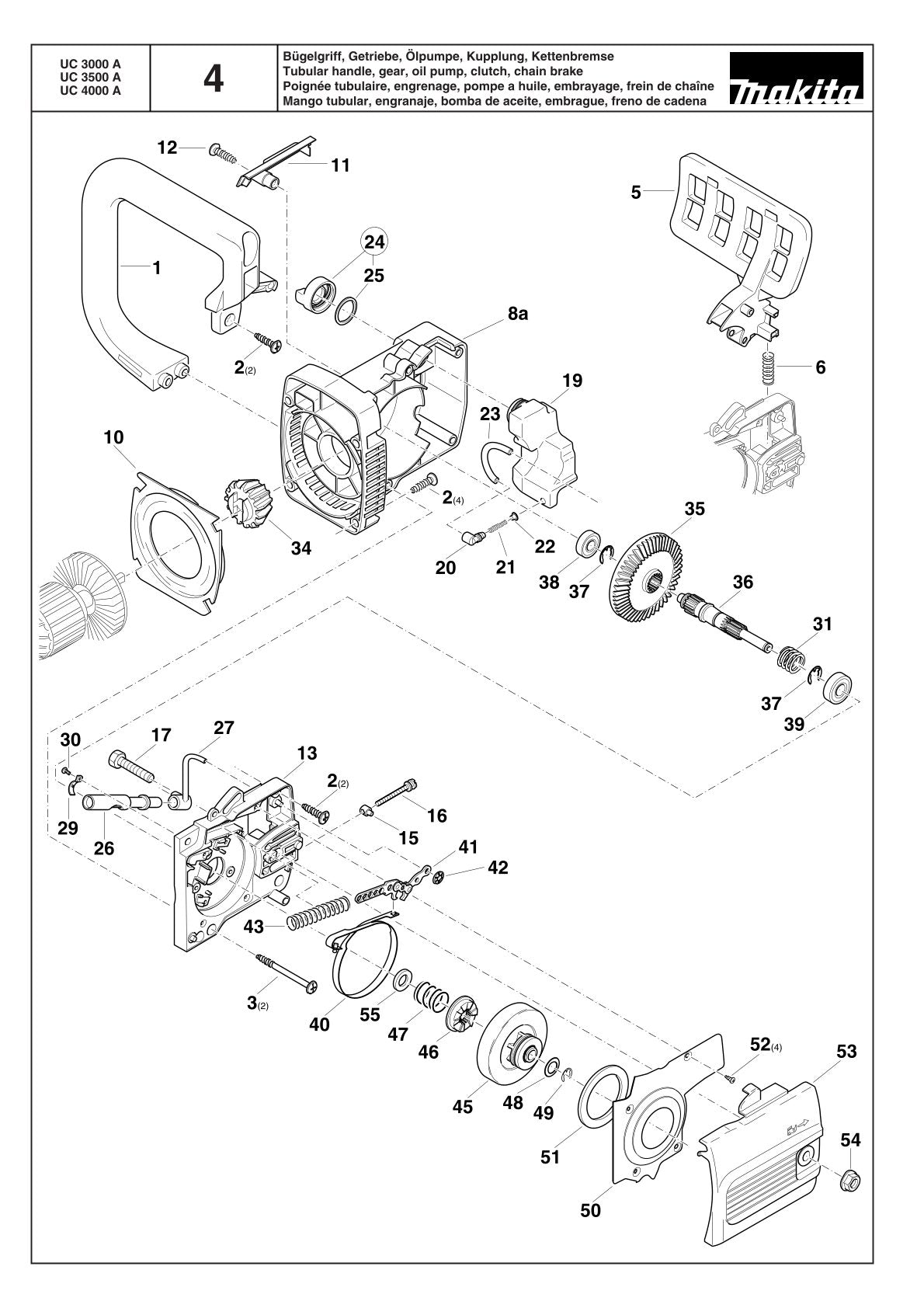 Pièces détachées tronçonneuse électrique Makita UC3500A