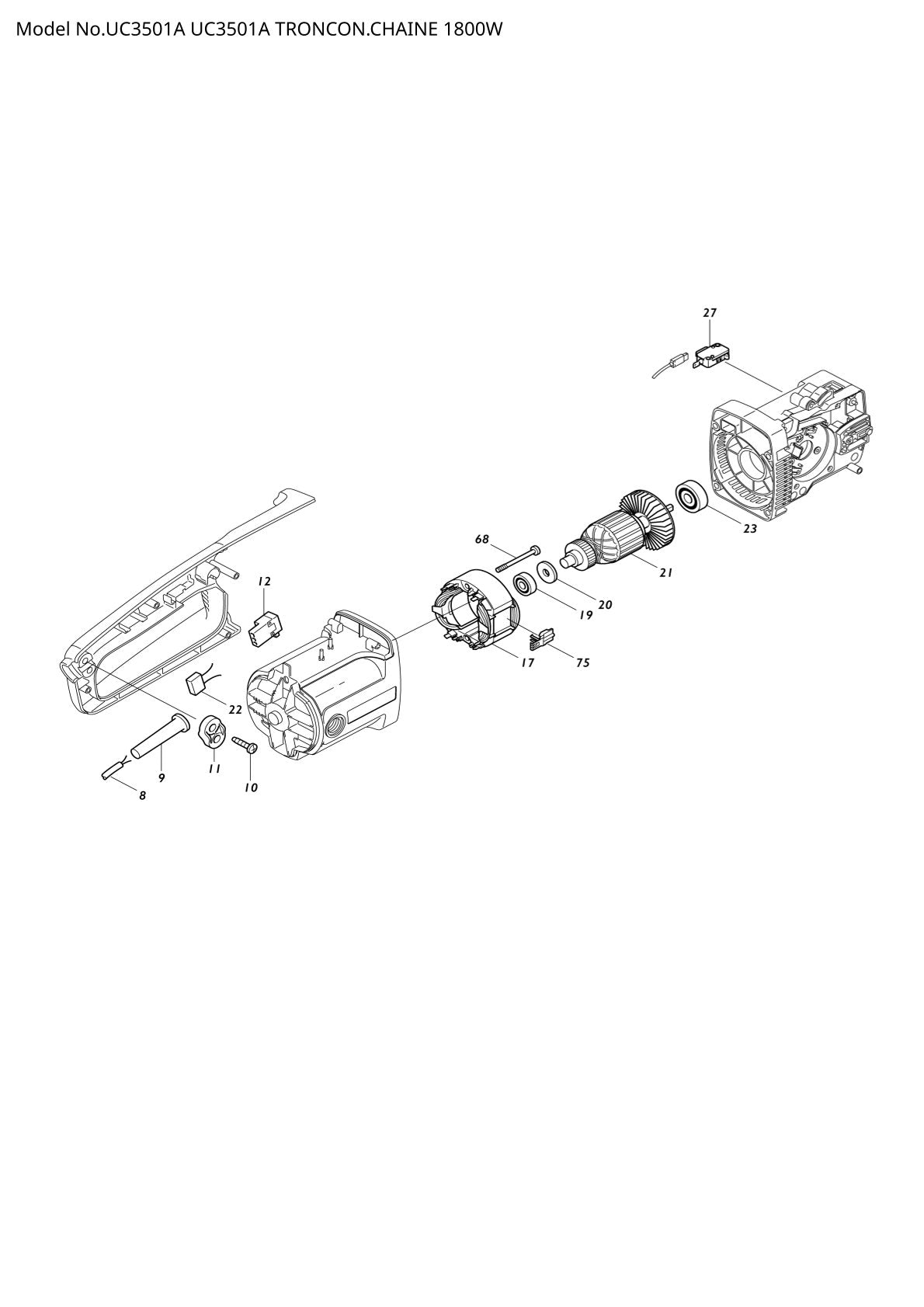 Pièces détachées tronçonneuse électrique Makita UC3501A