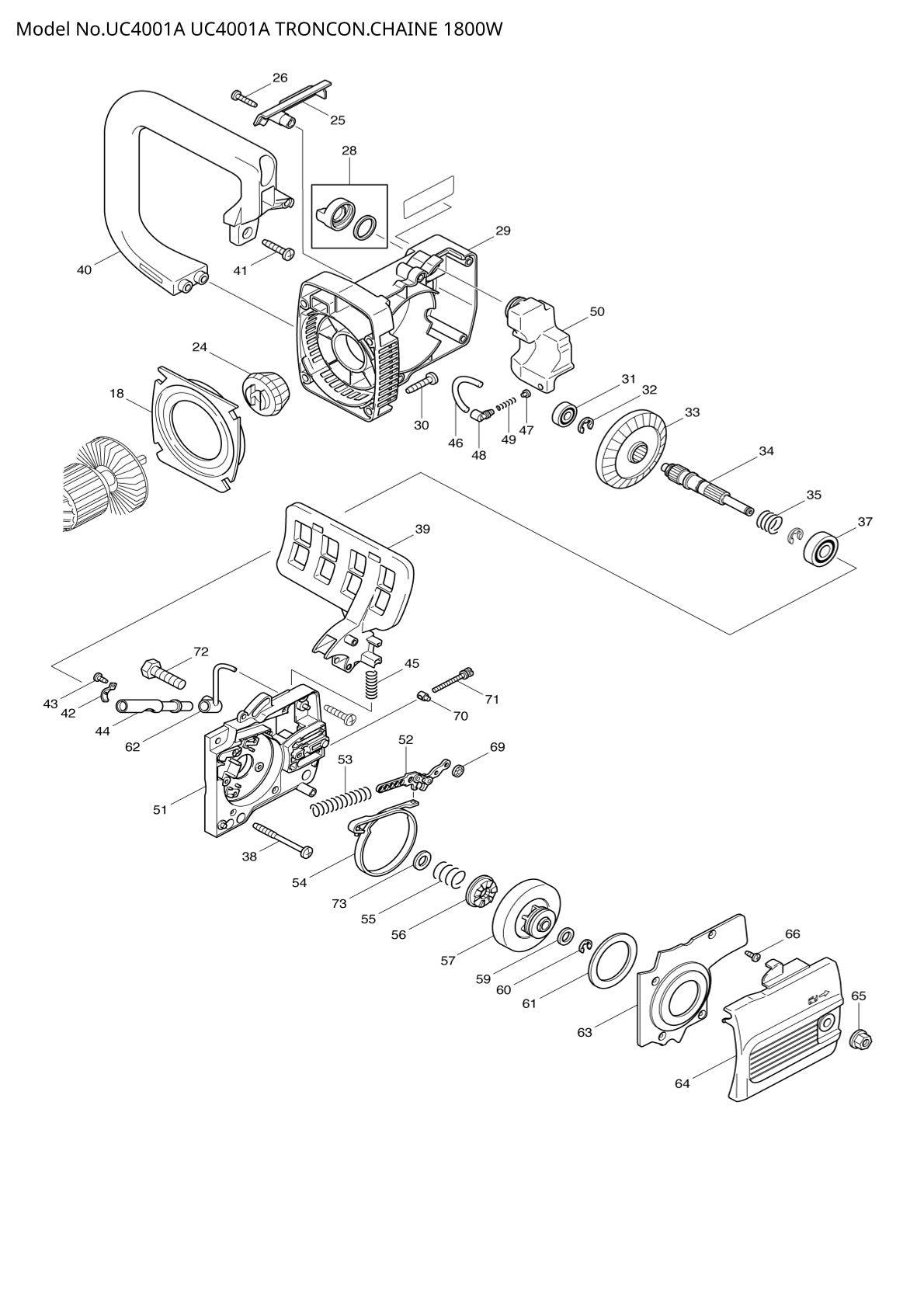 Pièces détachées tronçonneuse électrique Makita UC4001A
