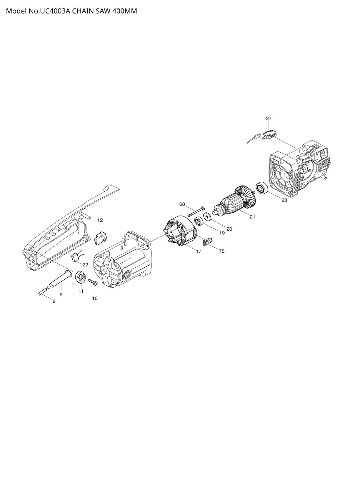 Pièces détachées tronçonneuse électrique Makita UC4003A