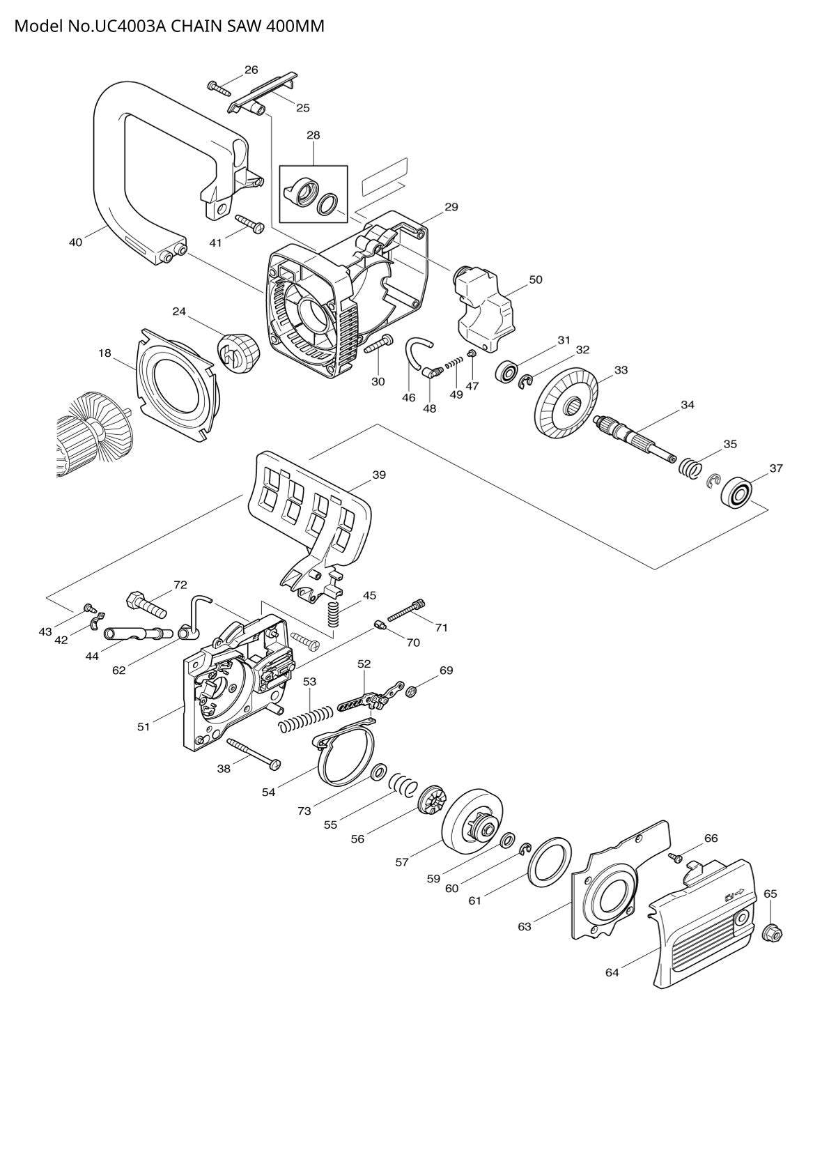 Pièces détachées tronçonneuse électrique Makita UC4003A