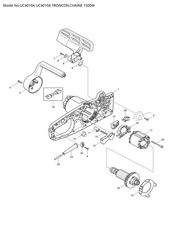 Pièces détachées tronçonneuse électrique Makita UC4010A