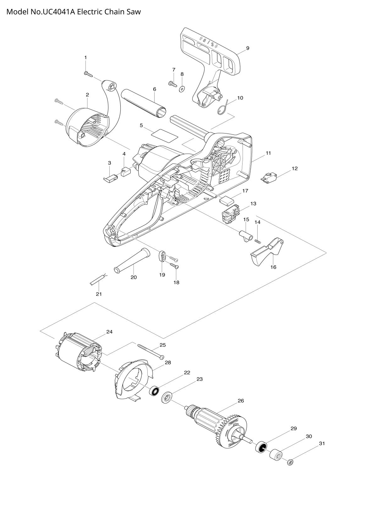 Pièces détachées tronçonneuse électrique Makita UC4041A