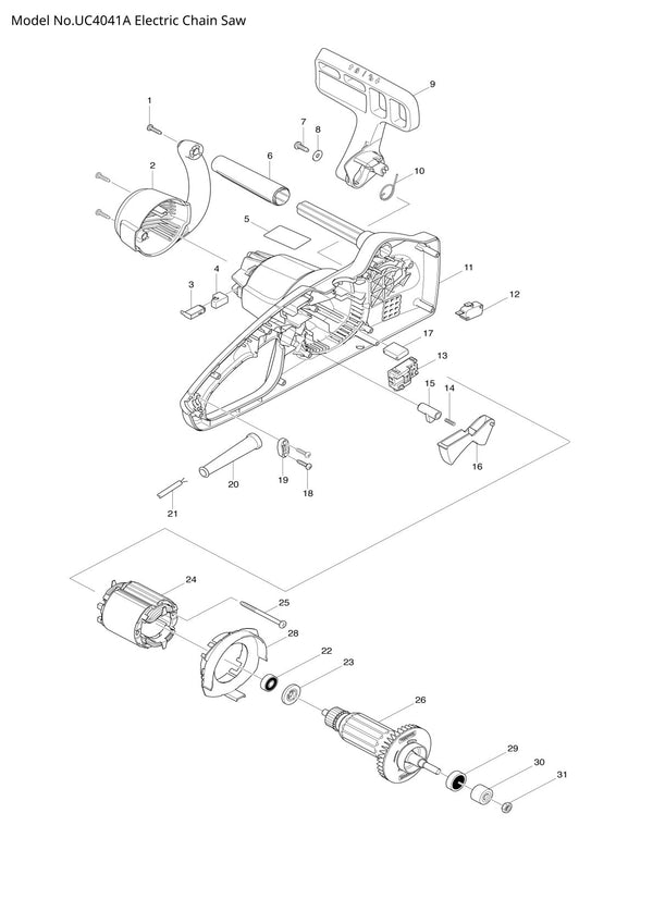 Pièces détachées tronçonneuse électrique Makita UC4041A