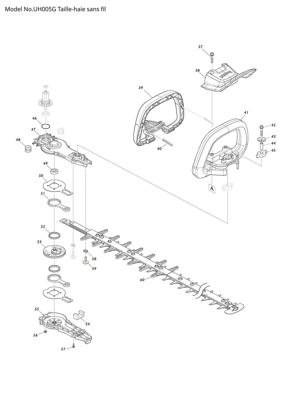 Pièces détachées taille-haie sans fil Makita UH005G