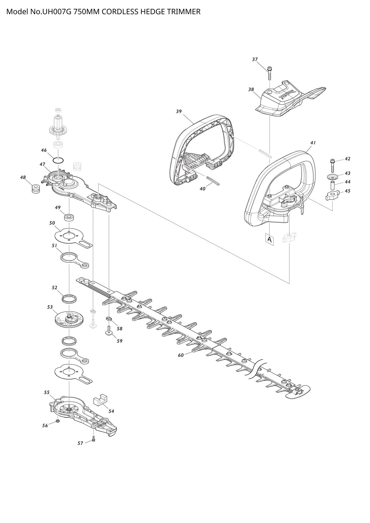 Pièces détachées taille-haie sans fil Makita UH007G