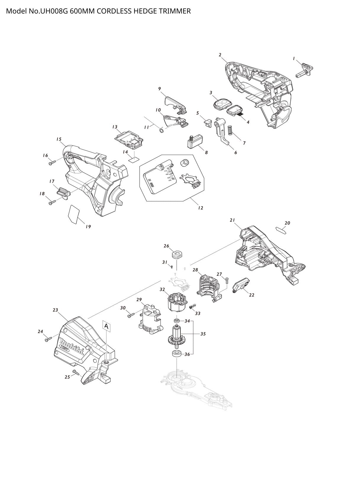Pièces détachées taille-haie sans fil Makita UH008G