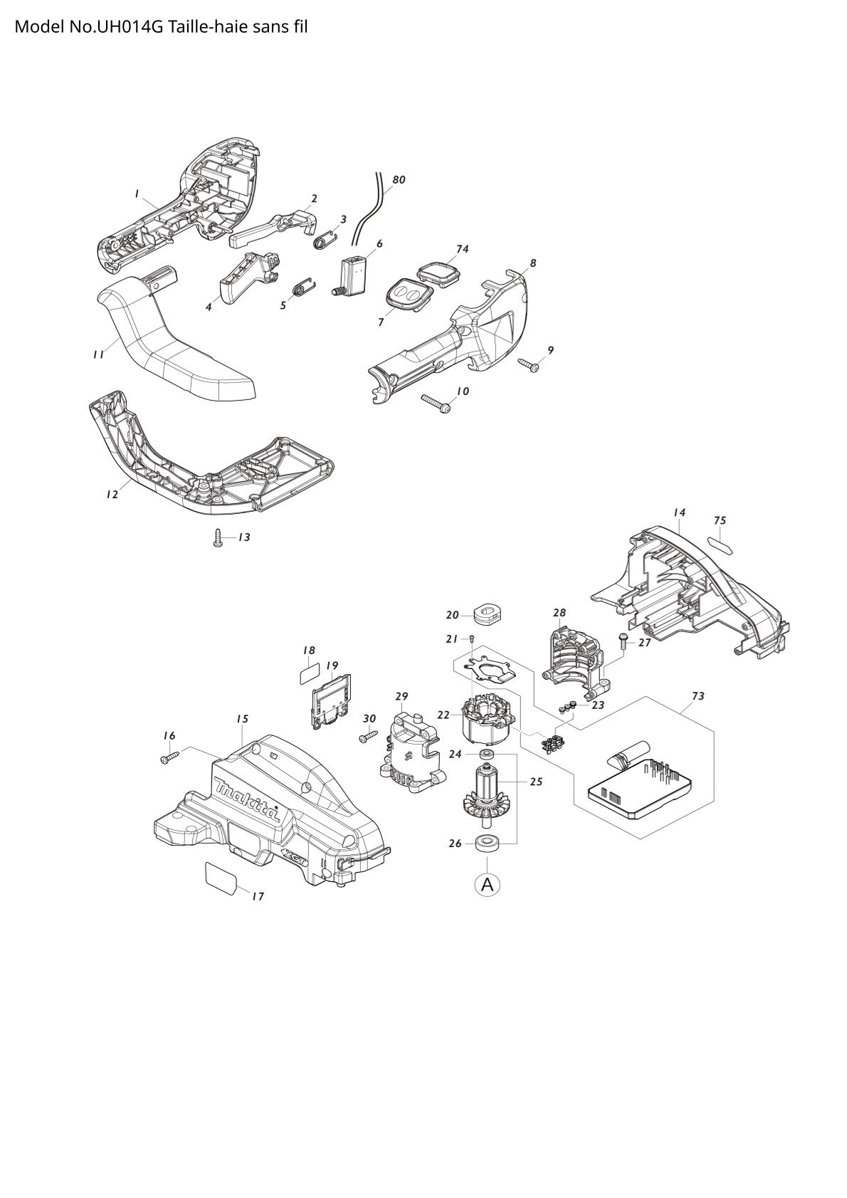 Pièces détachées taille-haie sans fil Makita UH014G