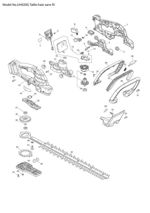 Pièces détachées taille-haie sans fil Makita UH020G