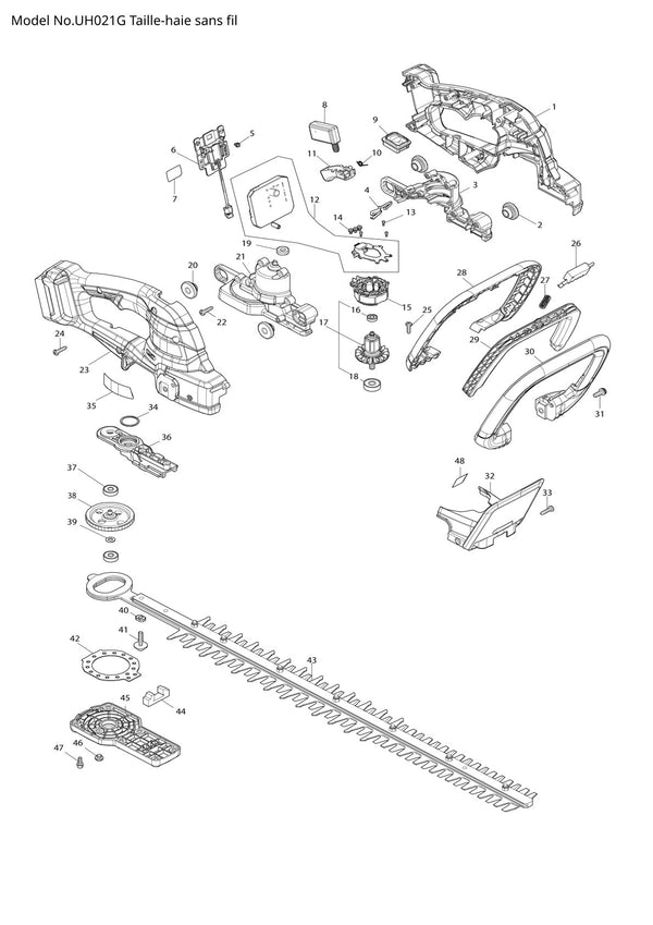 Pièces détachées taille-haie sans fil Makita UH021G