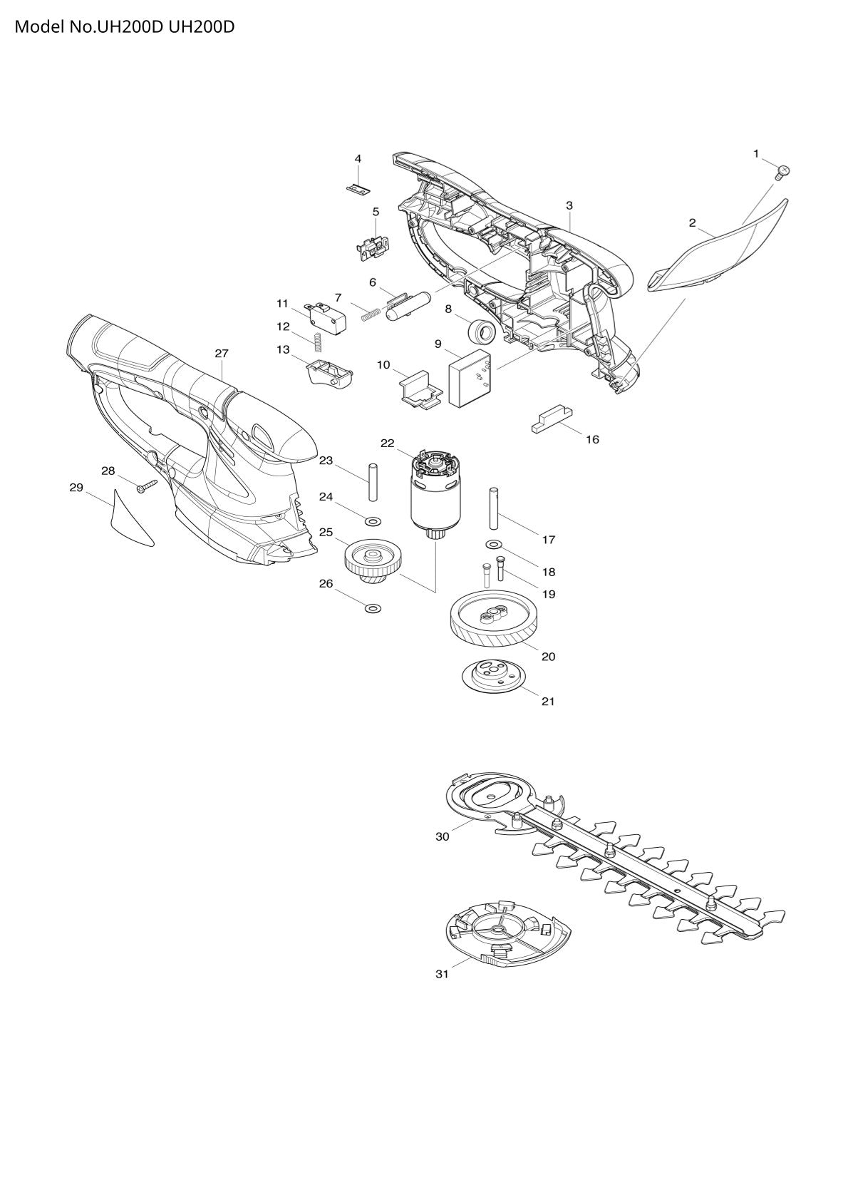 Pièces détachées taille-haie sans fil Makita UH200D