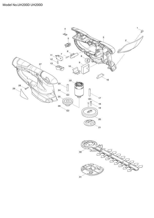 Pièces détachées taille-haie sans fil Makita UH200D
