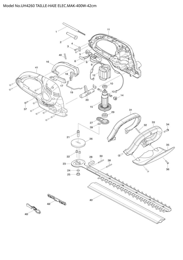 Pièces détachées taille-haie électrique Makita UH4260