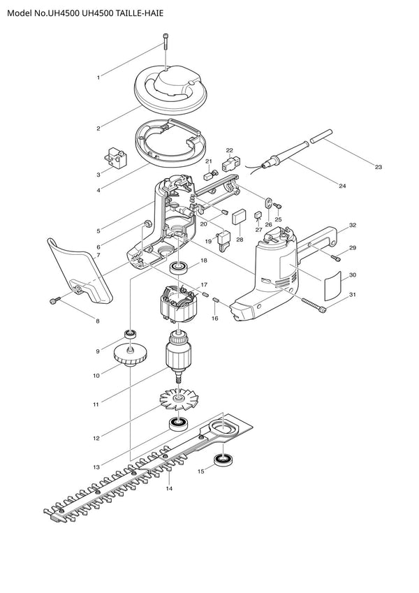 Pièces détachées taille-haie électrique Makita UH4500