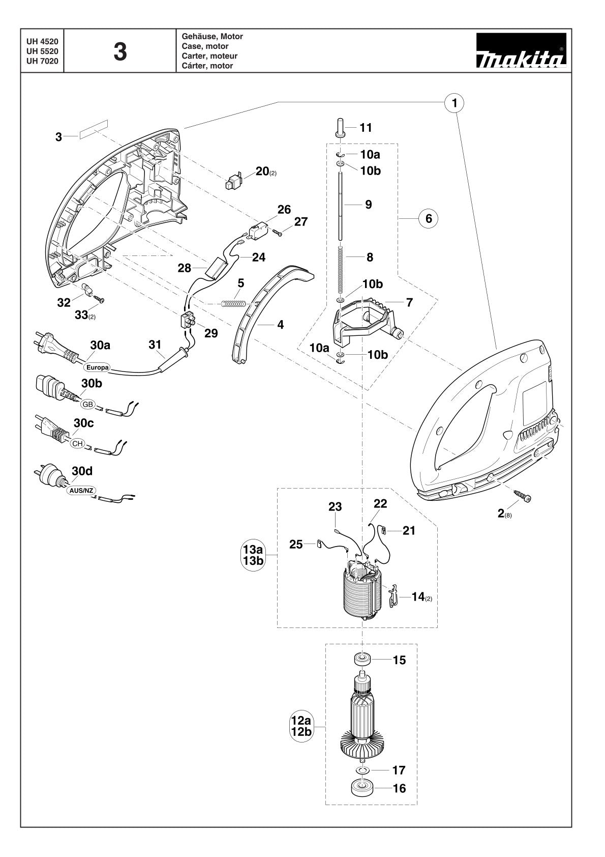 Pièces détachées taille-haie électrique Makita UH4520