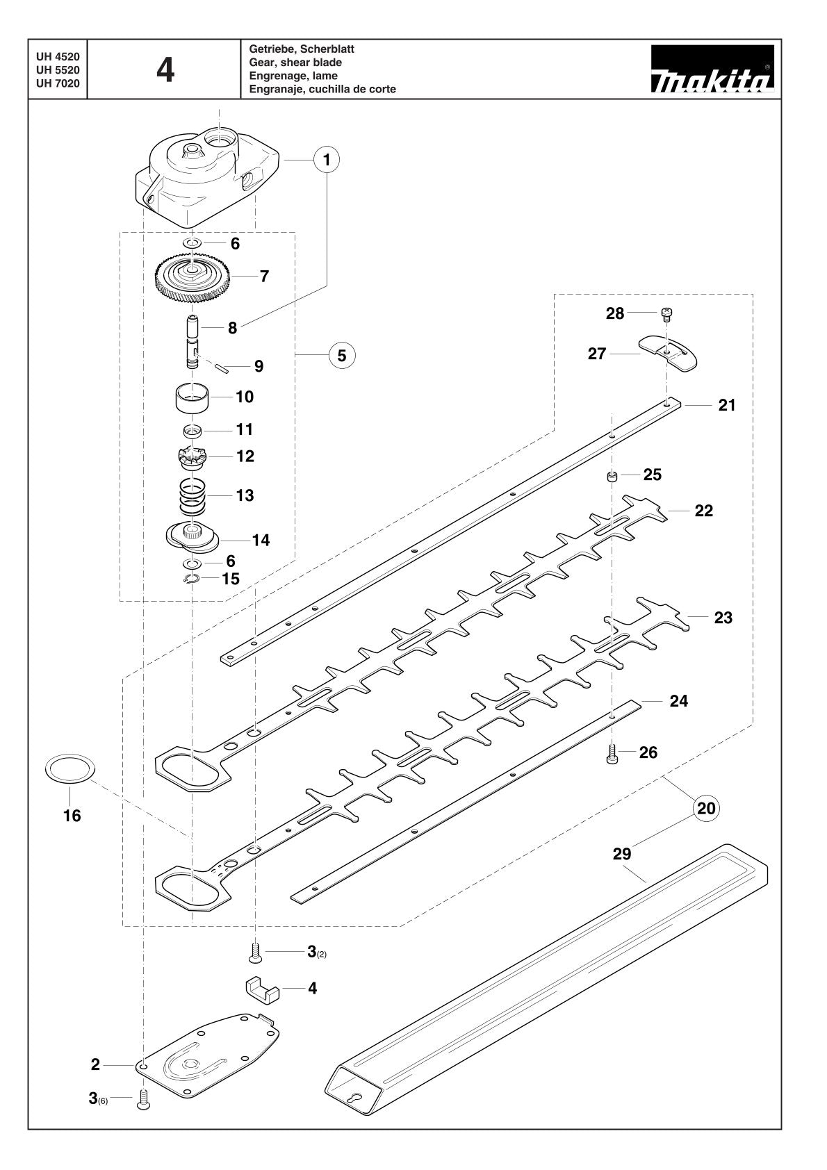 Pièces détachées taille-haie électrique Makita UH4520