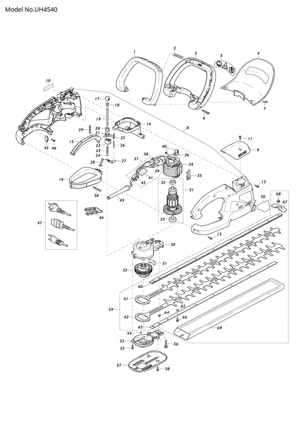 Pièces détachées taille-haie électrique Makita UH4540