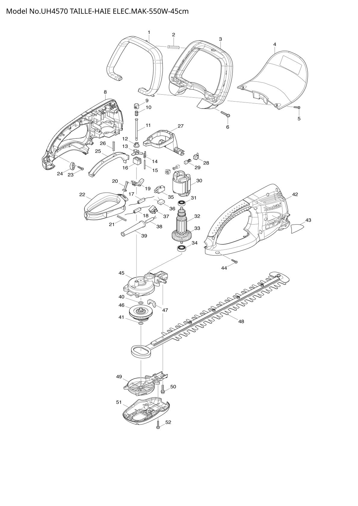 Pièces détachées taille-haie électrique Makita UH4570